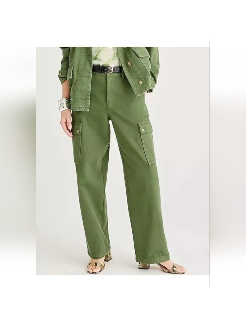 J. Crew Olive Green Wide-Leg Cargo Pants